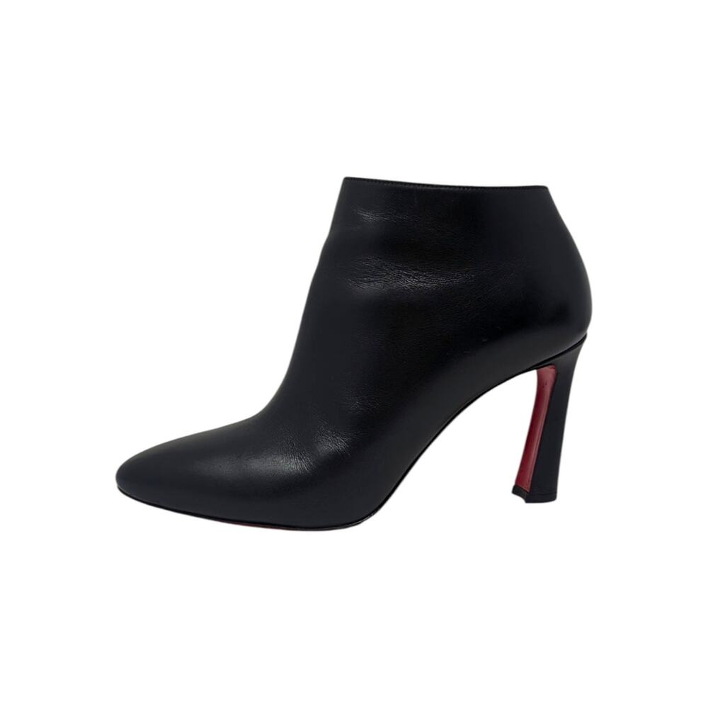Christian Louboutin Eleonor 85 Ankle Boot Bootie Black Leather Red Sole 38